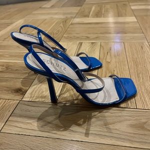 Schutz Blue Leather Heeled Sandals